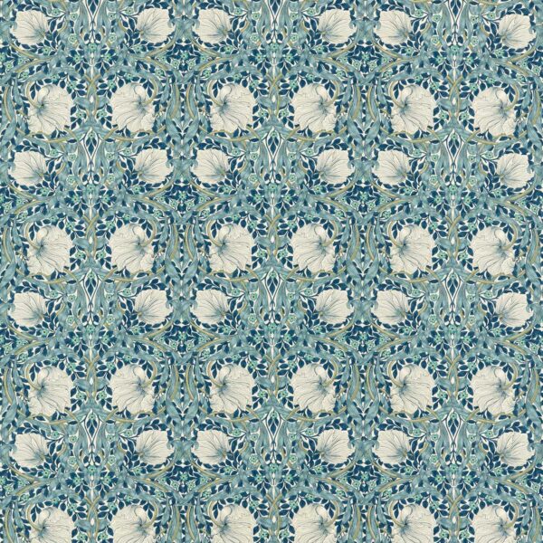 Pimpernel Fabric - Cobalt / Mineral by blue botanical printed fabric from William Morris & Co
