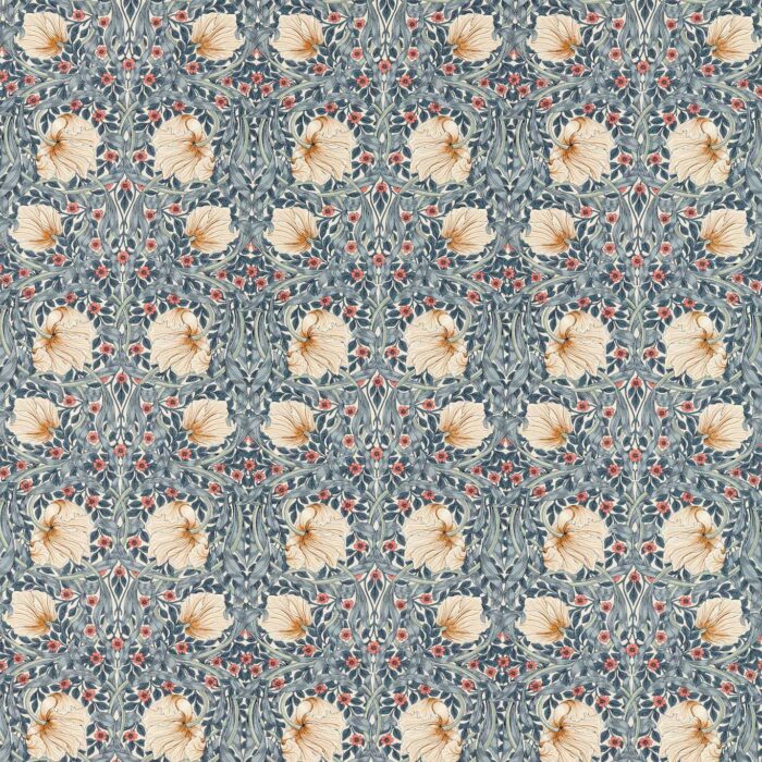 Pimpernel Fabric - Woad / Coral swatch