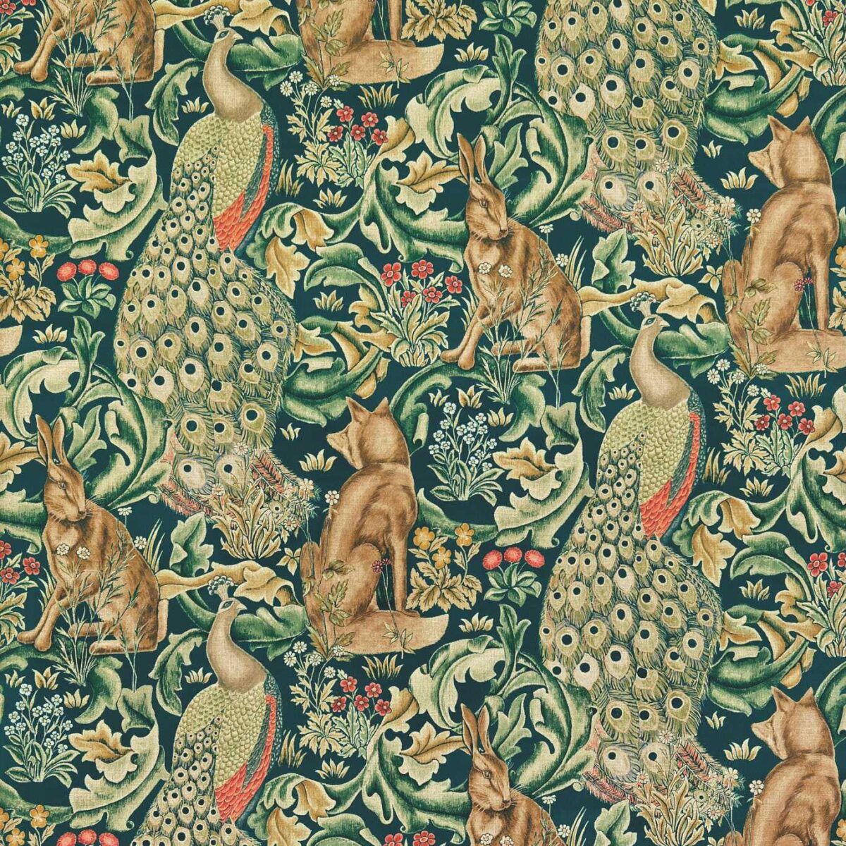 green animal velvet-chenille fabric from William Morris & Co