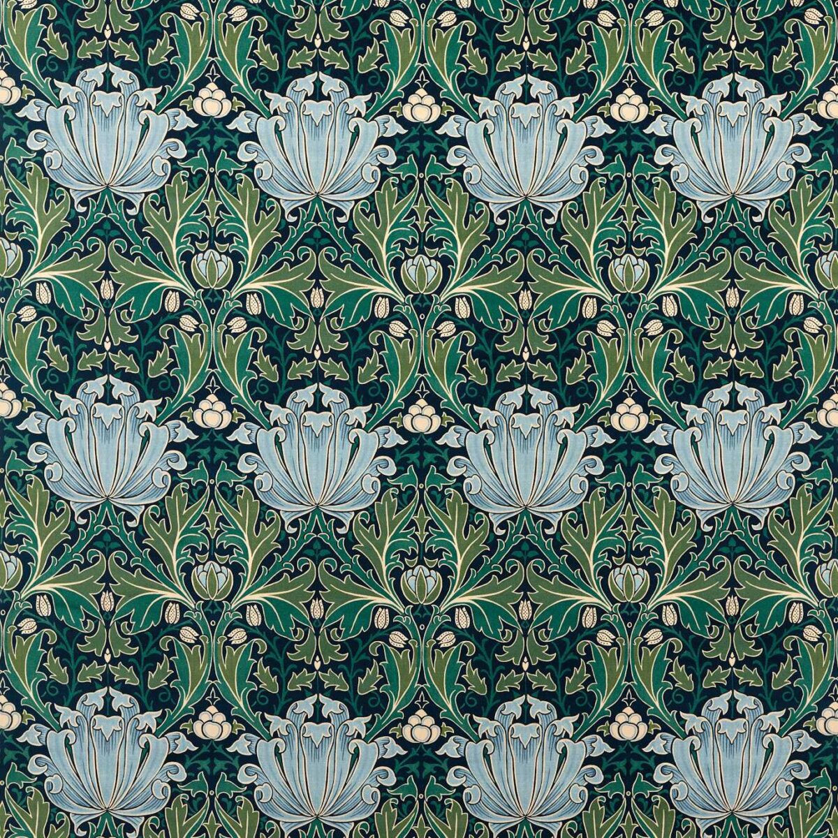 green botanical jacquard fabric from William Morris & Co
