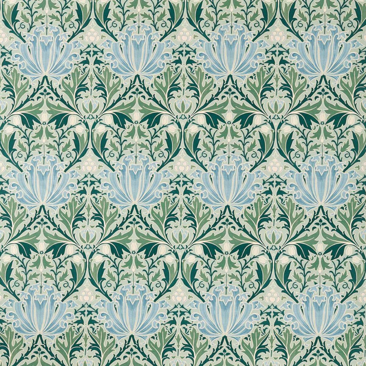 Helena Fabric - Mineral by green botanical jacquard fabric from William Morris & Co
