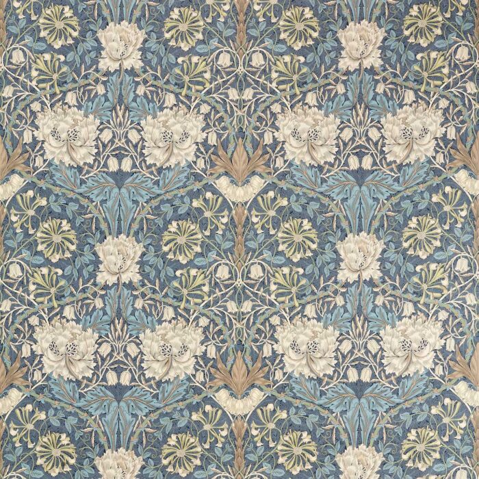 Honeysuckle & Tulip Fabric - Woad / Thyme swatch
