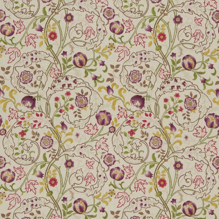 Mary Isobel Fabric - Wine / Linen swatch