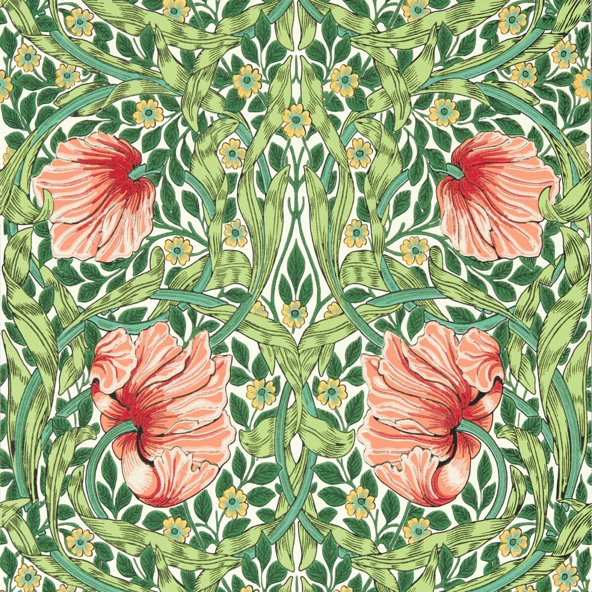 green botanical wallpaper from william morris & co