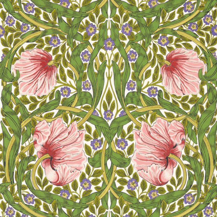Pimpernel Wallpaper - Sap Green / Strawberry swatch