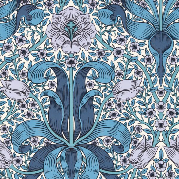 Spring Thicket Wallpaper - Indigo / Lilac by blue botanical wallpaper from william morris & co