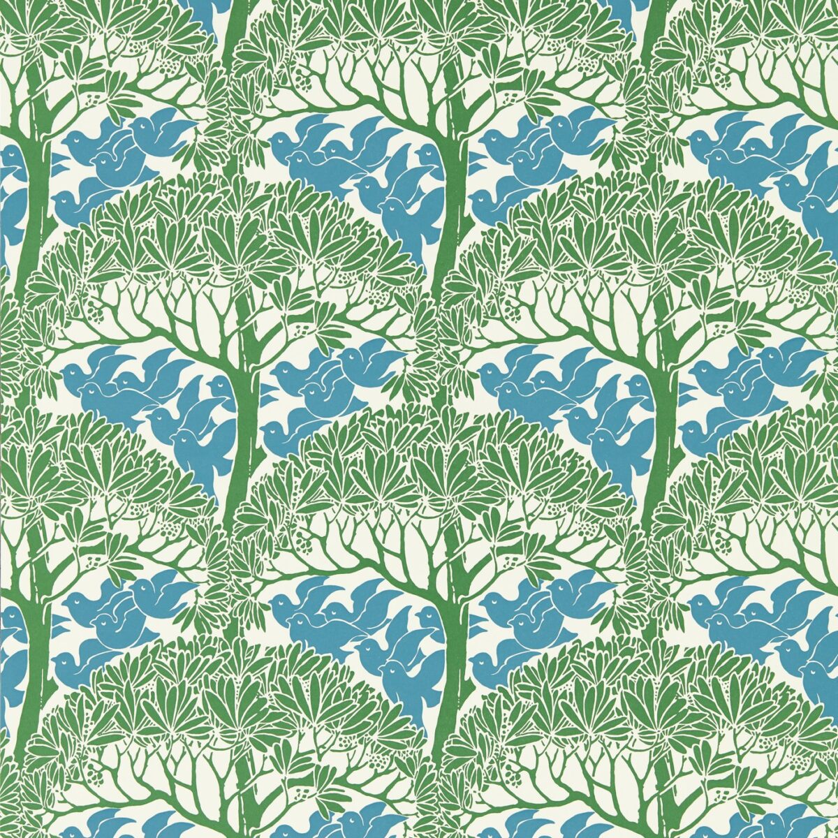The Savaric Wallpaper - Garden Green by green botanical wallpaper from william morris & co