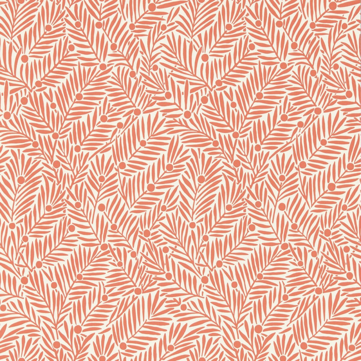 Yew & Aril Wallpaper - Watermelon by orange botanical wallpaper from william morris & co