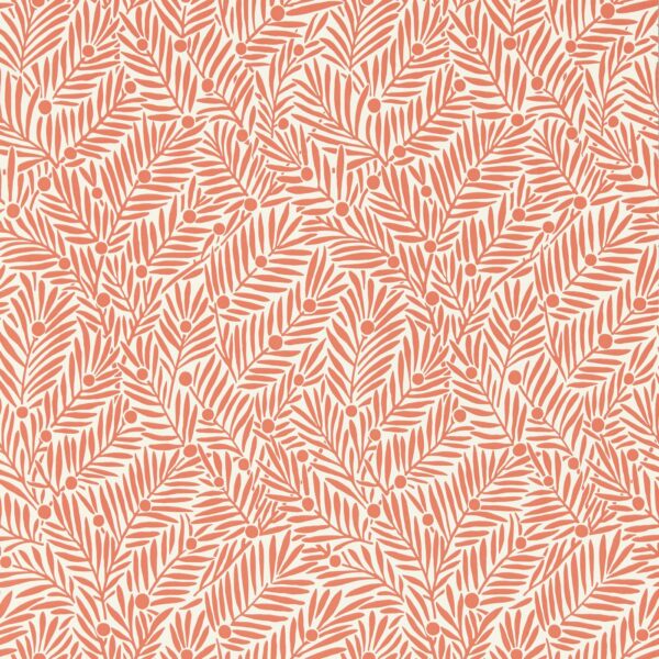 Yew & Aril Wallpaper - Watermelon by orange botanical wallpaper from william morris & co