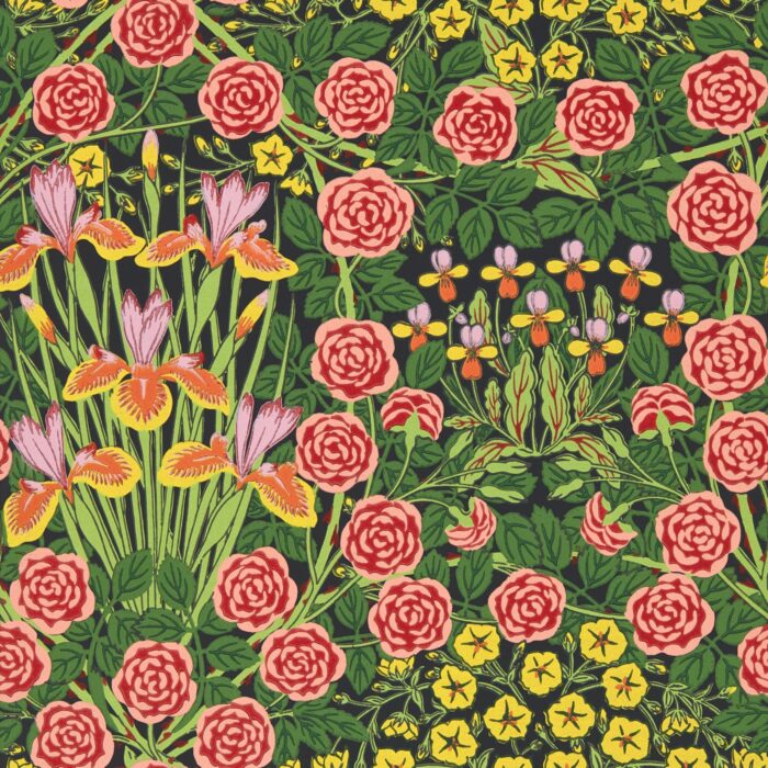 Campanula Wallpaper - Sunburst / Ebony fabric swatch MVOW217350