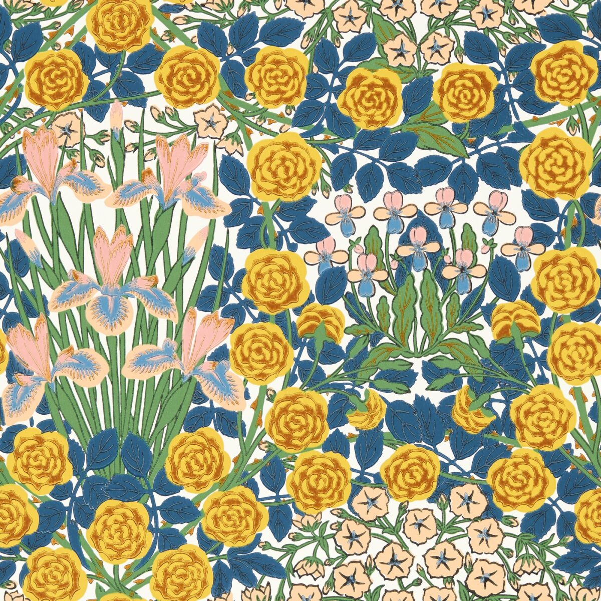 Campanula Wallpaper - Autumn Garden by blue botanical wallpaper from william morris & co