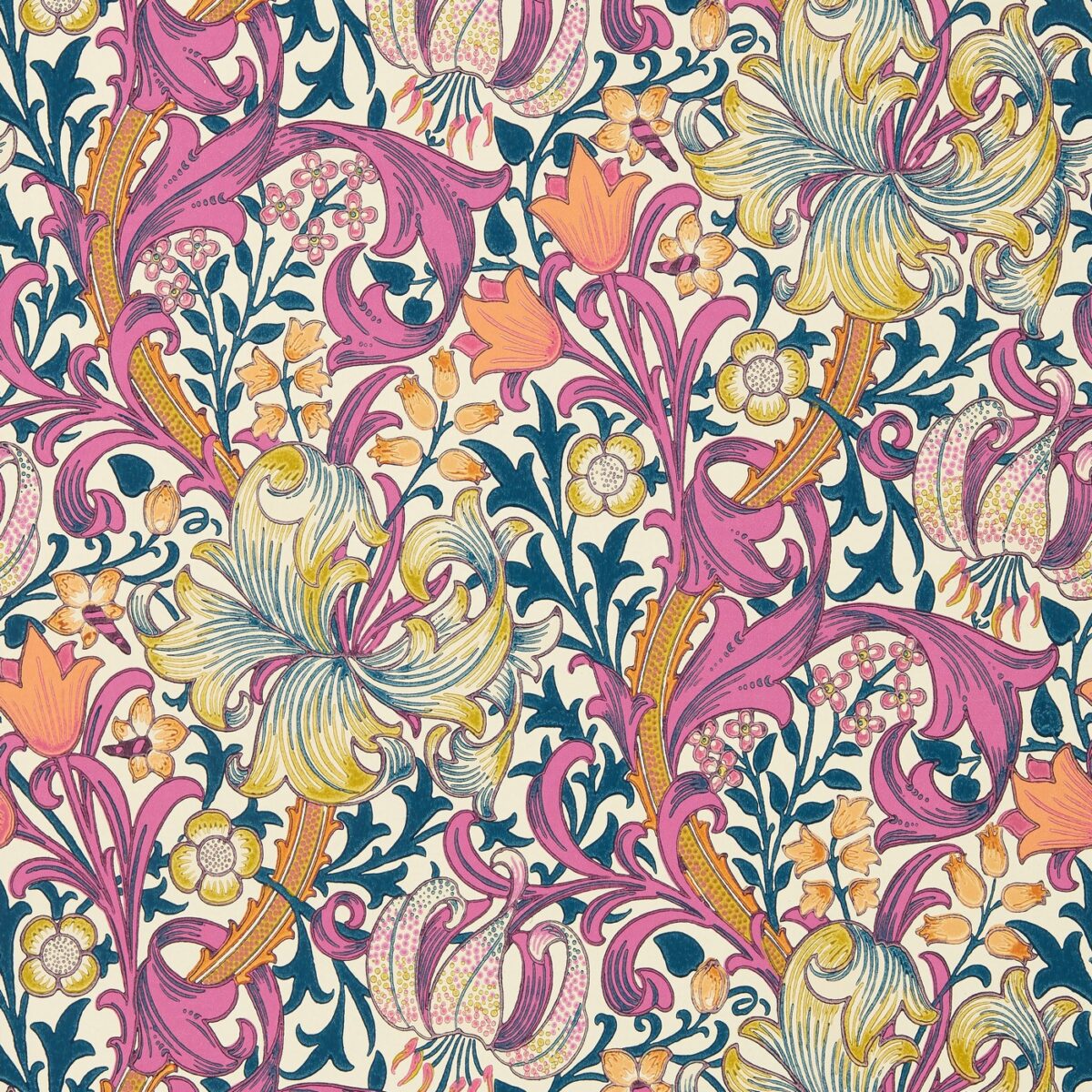 Golden Lily Wallpaper - Pink Fizz by pink botanical wallpaper from william morris & co
