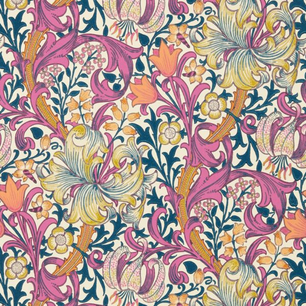 pink botanical wallpaper from william morris & co