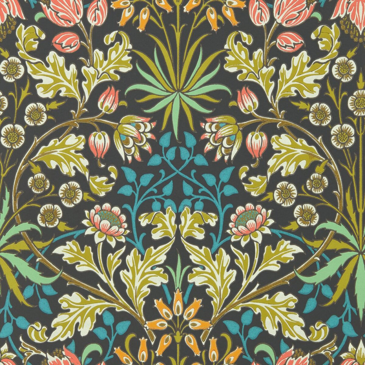 Hyacinth Wallpaper - Enchanted Green by multicolour botanical wallpaper from william morris & co