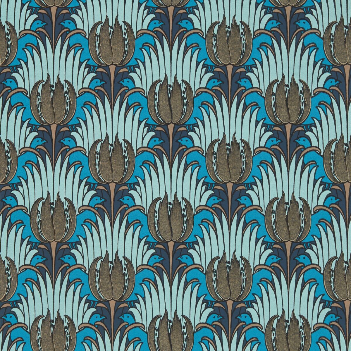 Tulip & Bird Wallpaper - Opal & Seafoam by Tulip & Bird Wallpaper - Opal & Seafoam from