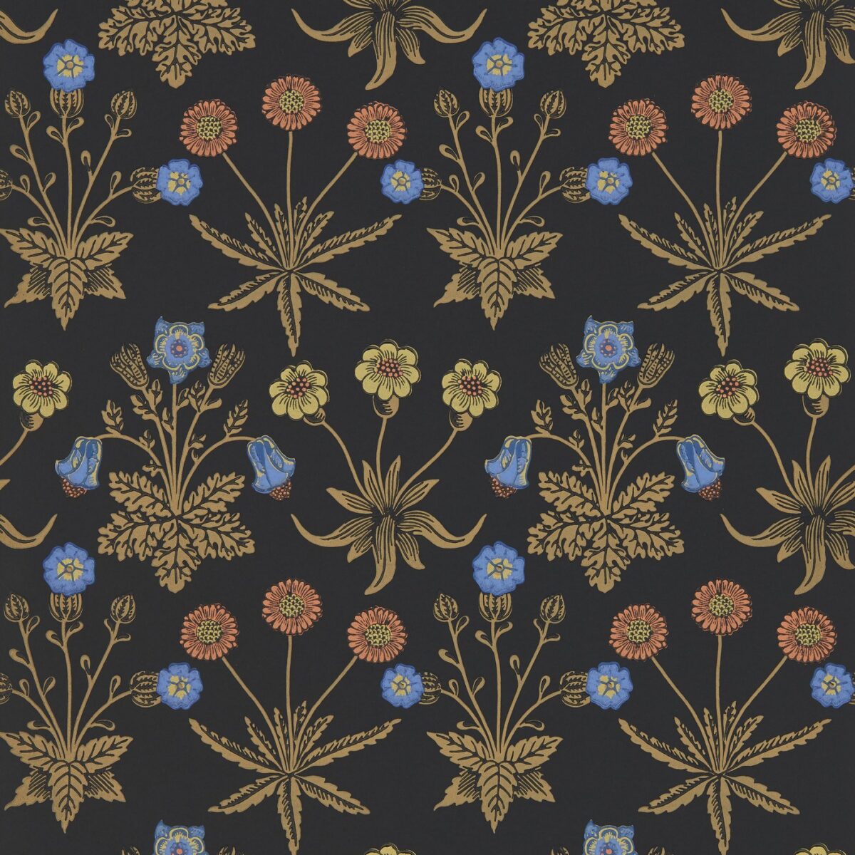 Daisy Wallpaper - Moonlit by brown botanical wallpaper from william morris & co
