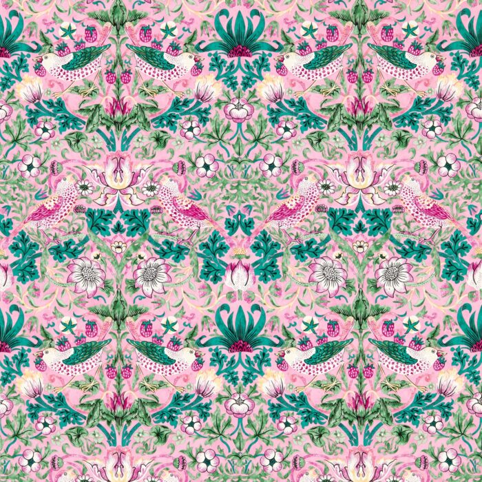 Strawberry Thief Wallpaper - Miami Strip swatch
