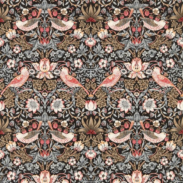 Strawberry Thief Wallpaper - Old Fashioned by brown botanical wallpaper from william morris & co