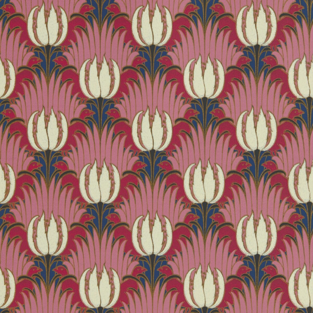 red botanical wallpaper from william morris & co