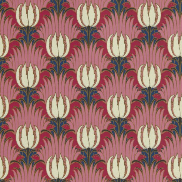 Tulip & Bird Wallpaper - Amaranth & Blush by red botanical wallpaper from william morris & co