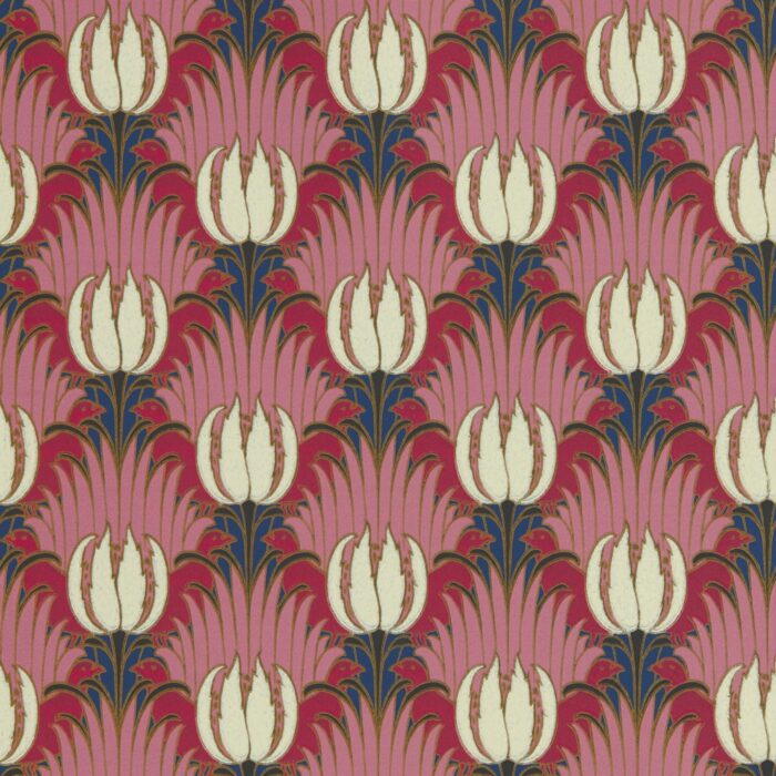 Tulip & Bird Wallpaper - Amaranth & Blush – Amaranth & Blush swatch