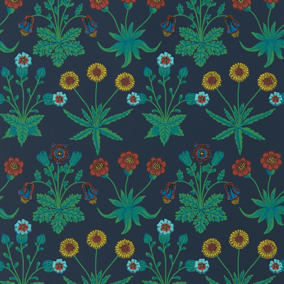 Daisy Wallpaper - Midnight by blue botanical wallpaper from william morris & co