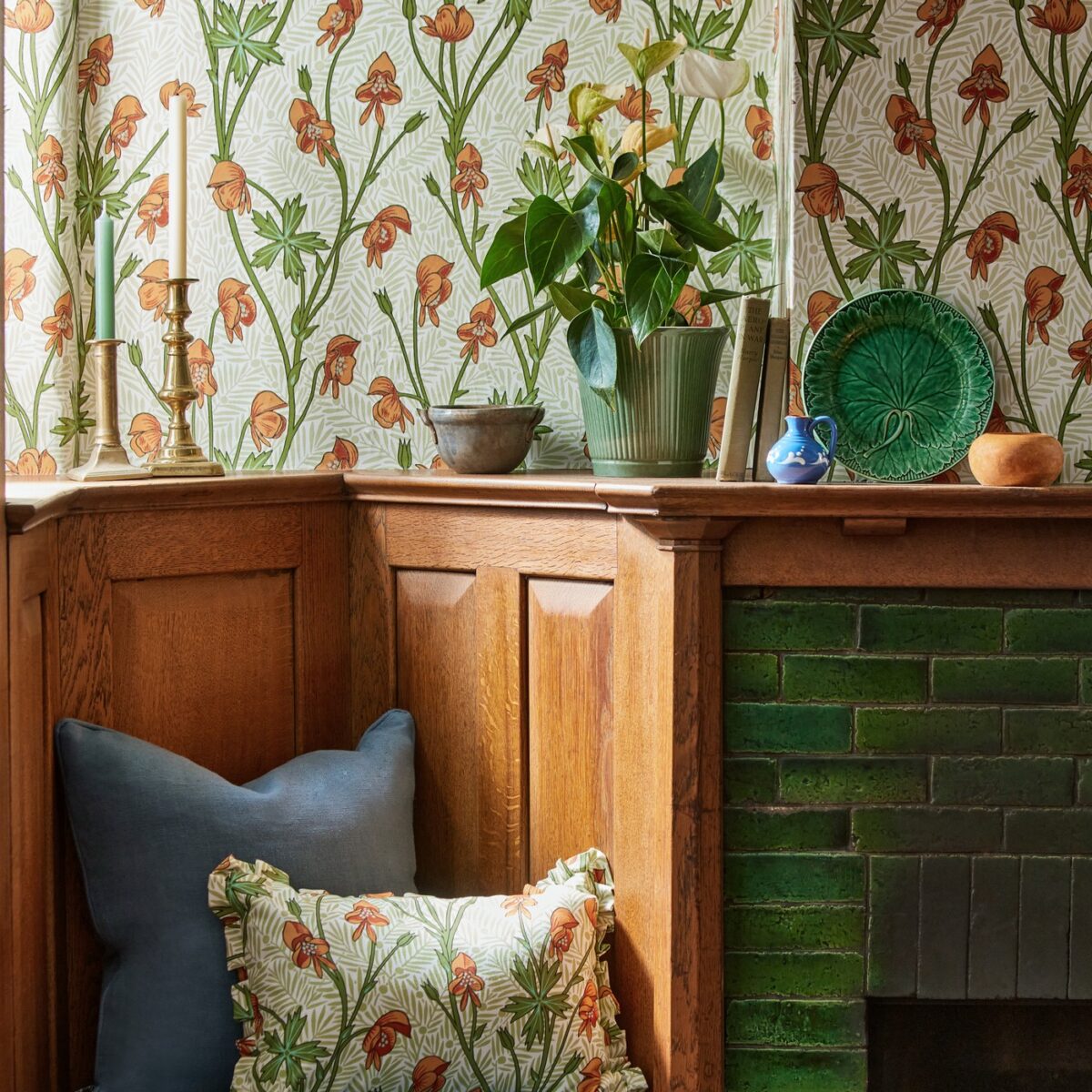 Monkshood Wallpaper - Cobalt / Goblin Green by Monkshood Wallpaper - Cobalt / Goblin Green from