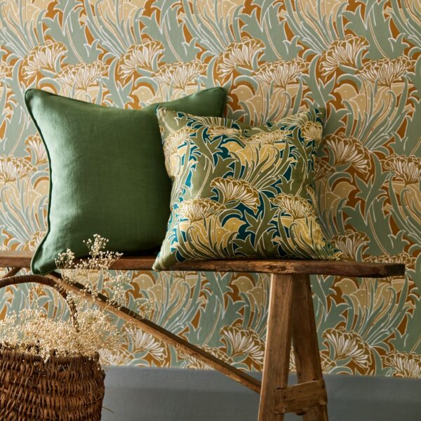 Laceflower Wallpaper - Tobacco / Pistachio by Laceflower Wallpaper - Tobacco / Pistachio from