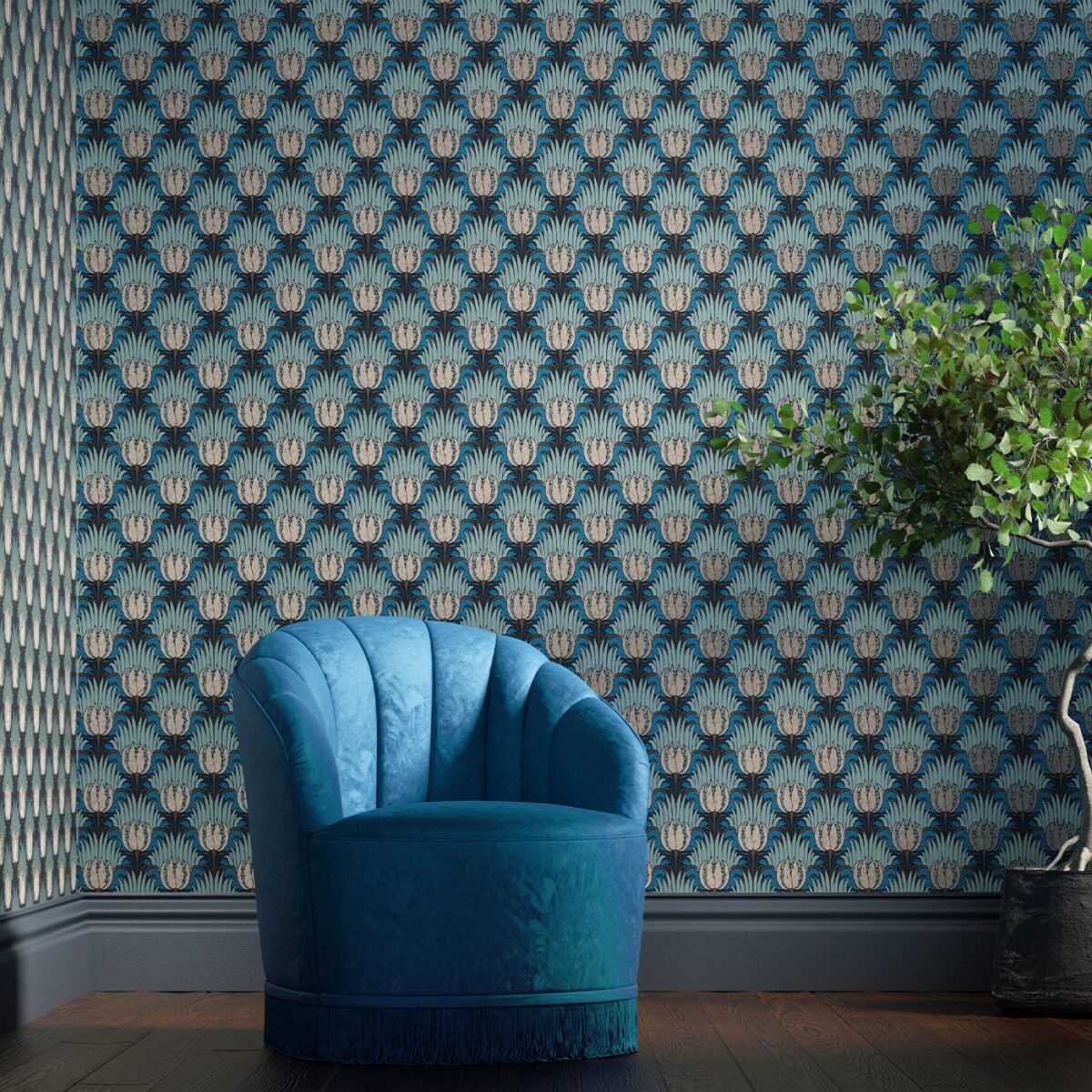 Tulip & Bird Wallpaper - Opal & Seafoam by Tulip & Bird Wallpaper - Opal & Seafoam from