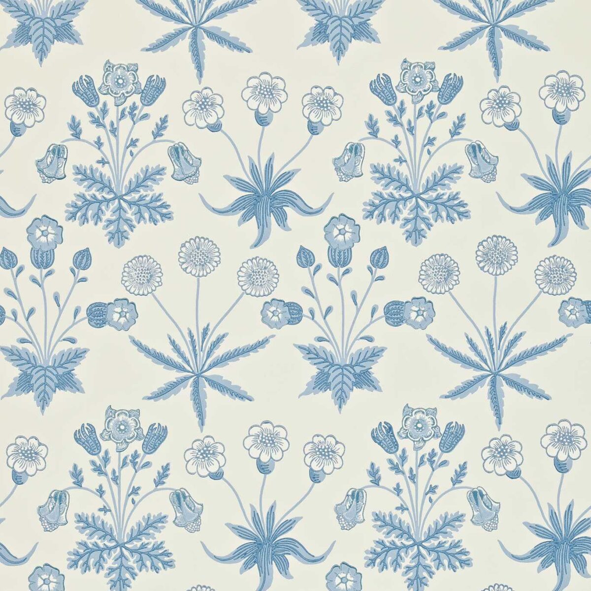 blue botanical wallpaper from william morris & co