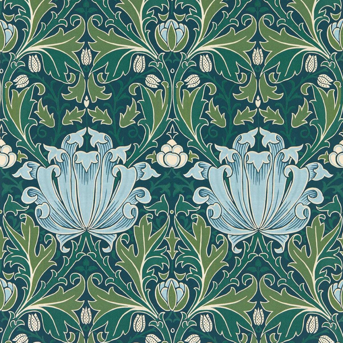 Helena Wallpaper - Indigo / Boughs by green botanical wallpaper from william morris & co