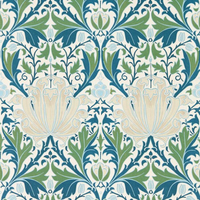 Helena Wallpaper - Indigo / Forest swatch