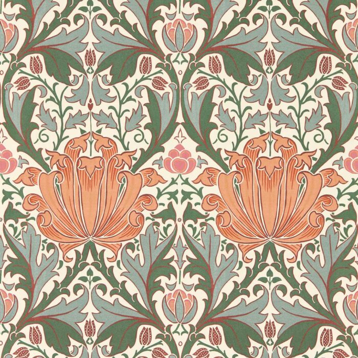Helena Wallpaper - Peach / Teal swatch