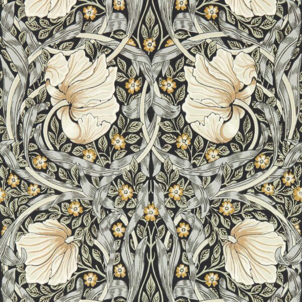 Pimpernel Wallpaper - Ink / Sage by black-grey botanical wallpaper from william morris & co