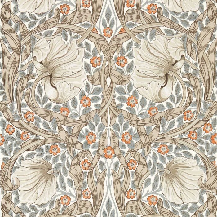Pimpernel Wallpaper - Linen / Coral swatch