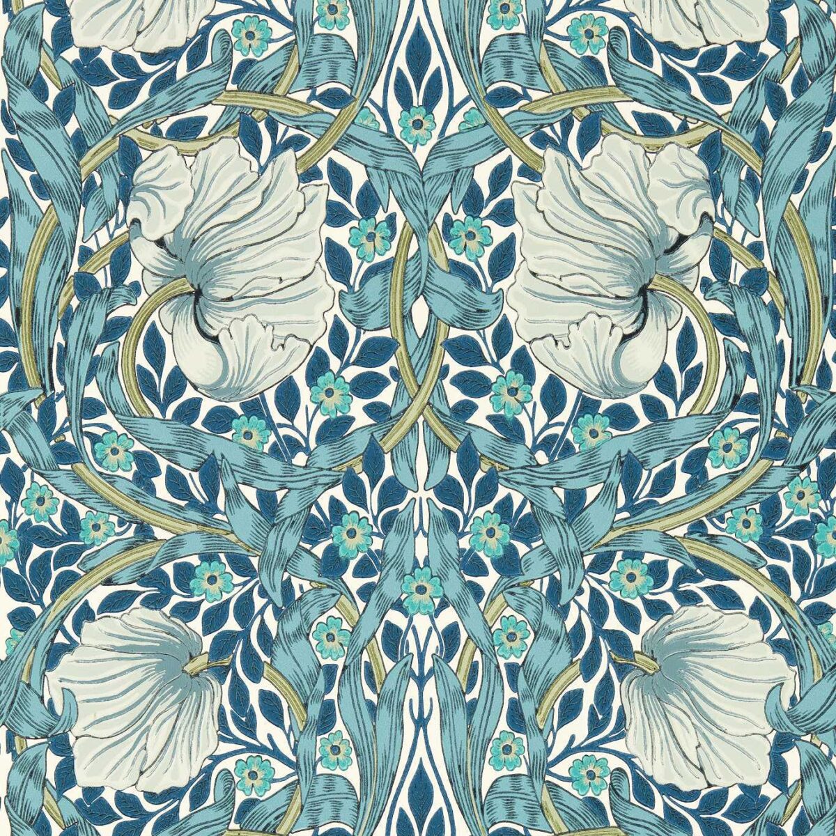 Pimpernel Wallpaper - Cobalt / Mineral by blue botanical wallpaper from william morris & co