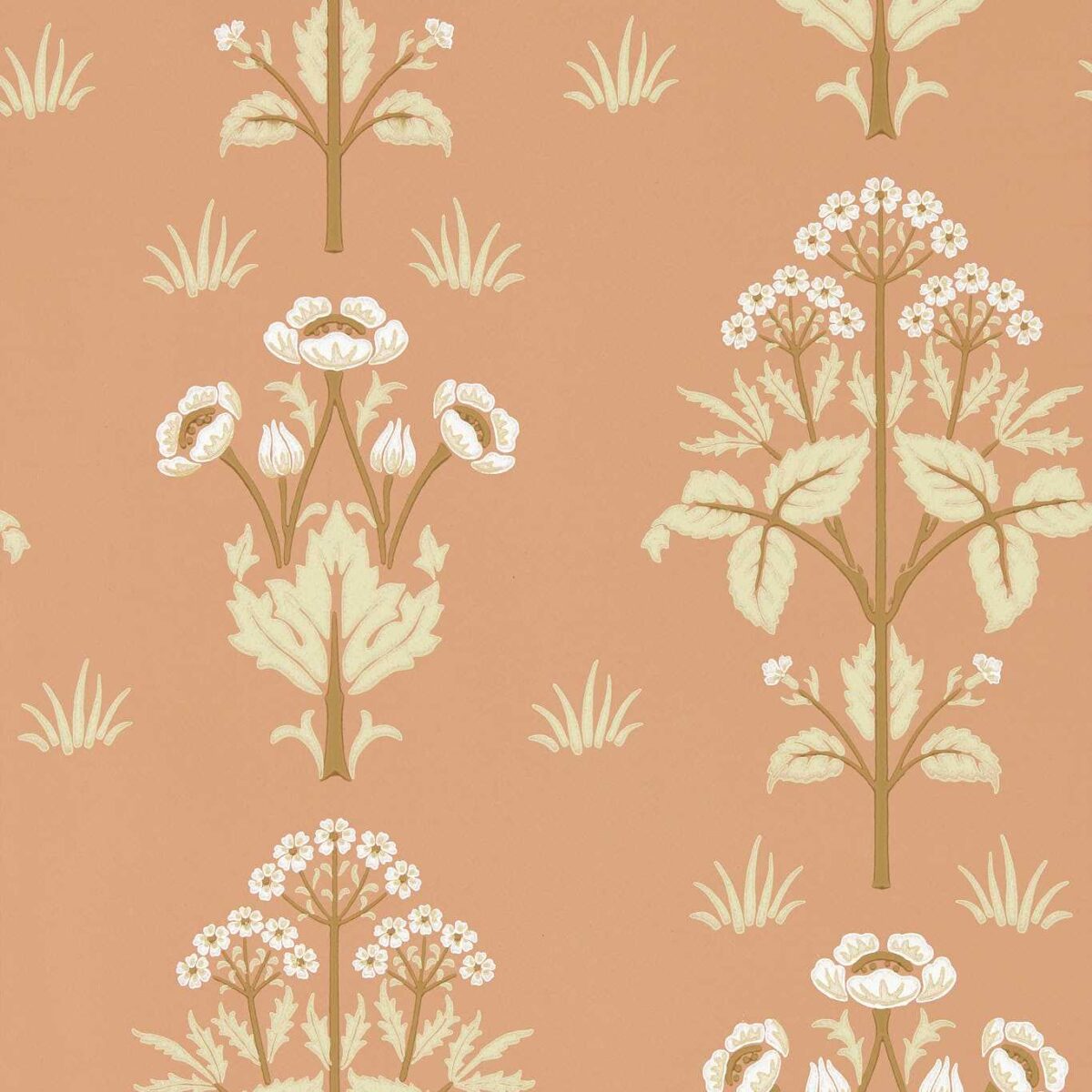 Meadow Sweet Wallpaper - Blush by orange botanical wallpaper from william morris & co