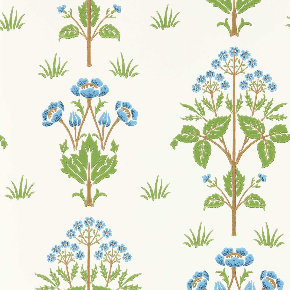 Meadow Sweet Wallpaper - Cobalt / Grass green by green botanical wallpaper from william morris & co