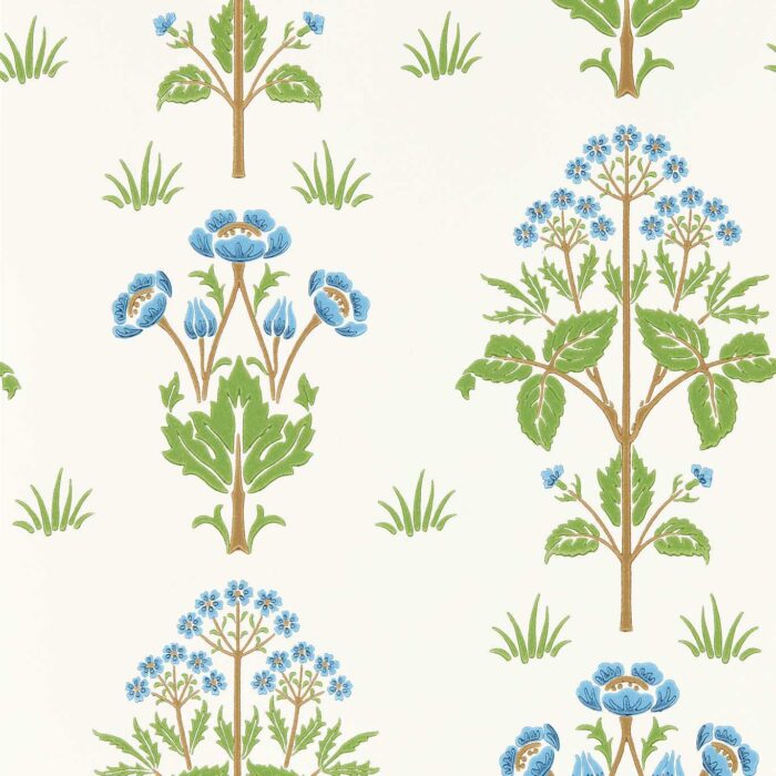 Meadow Sweet Wallpaper - Cobalt / Grass green swatch