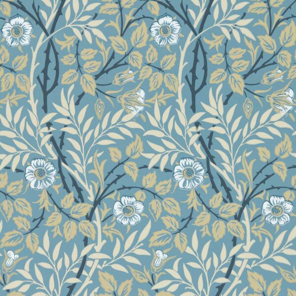 Sweet Briar Wallpaper - Mineral / Linen by blue botanical wallpaper from william morris & co