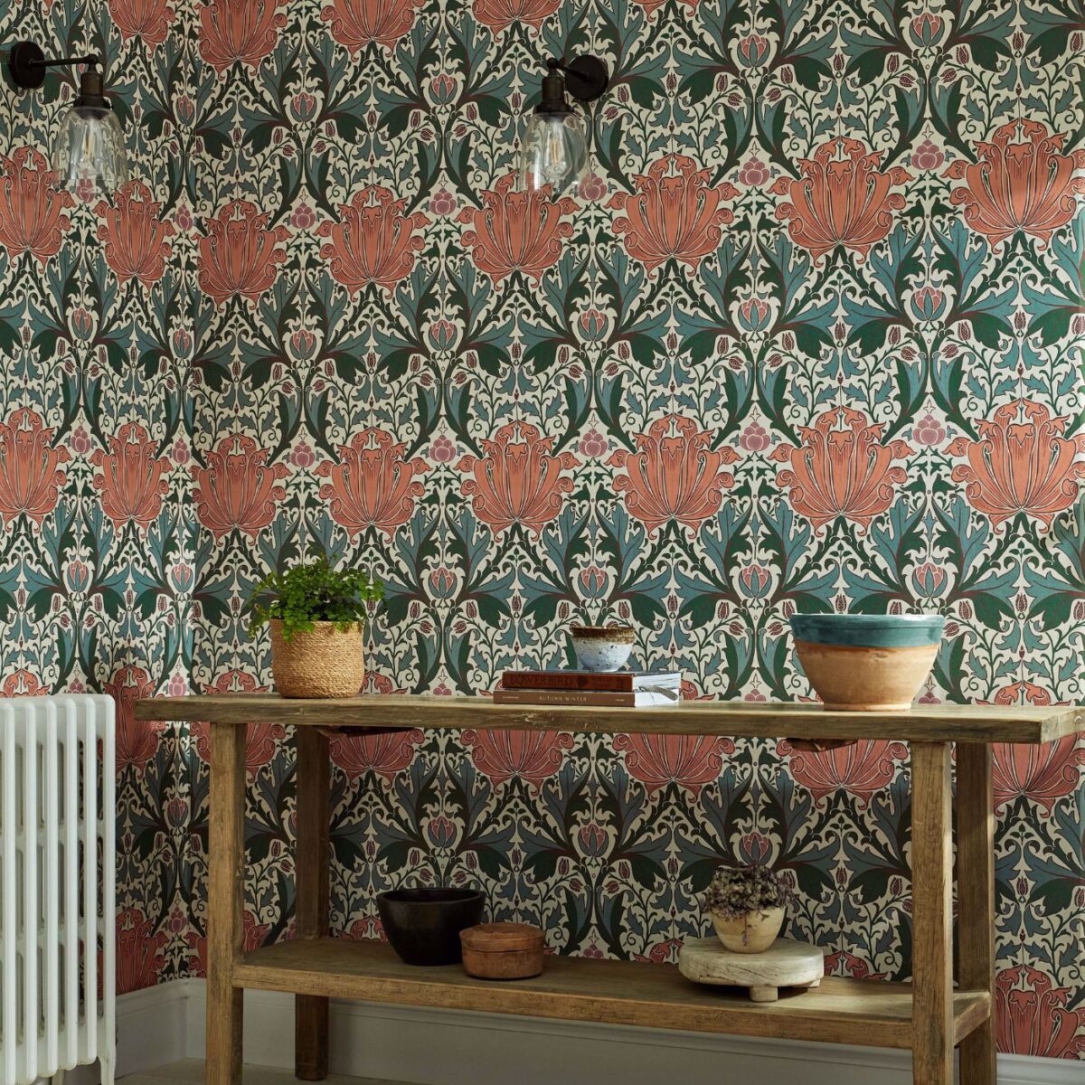 Helena Wallpaper - Peach / Teal from