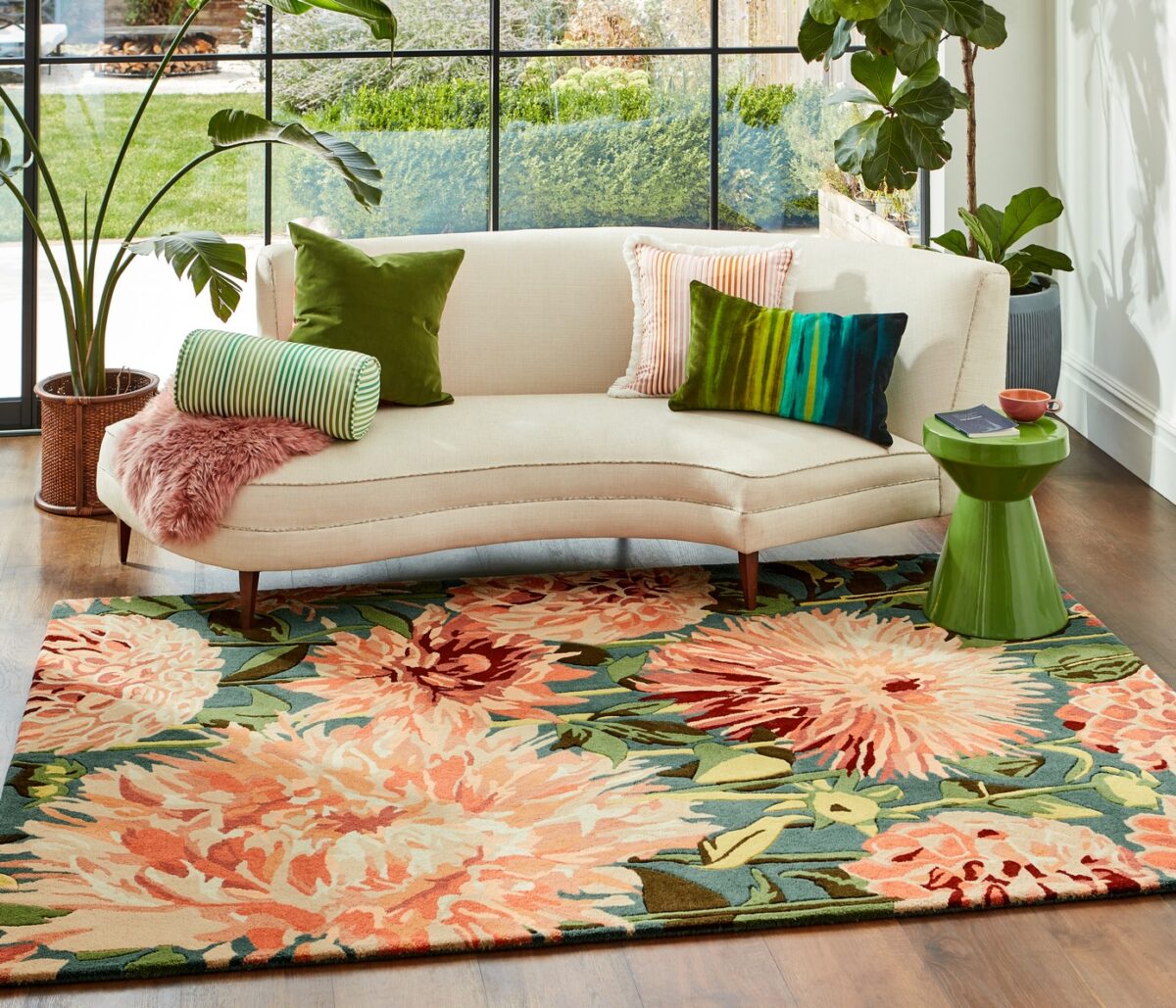 Harlequin Dahlia Rug Coral / Wilderness (Select Size) from