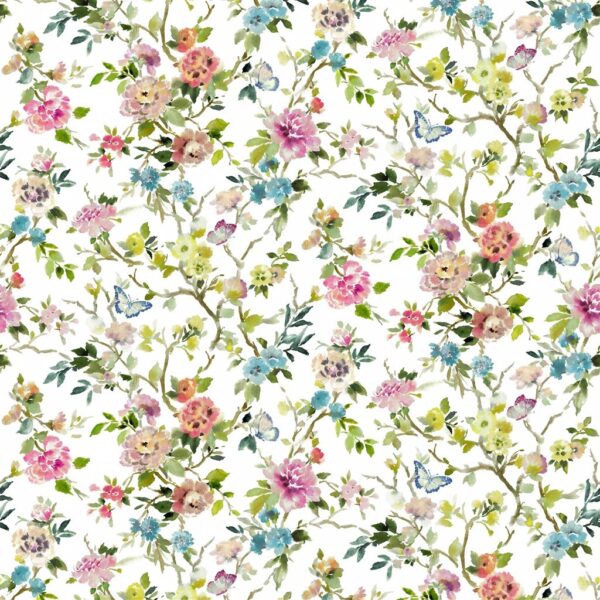 pink botanical cotton fabric from Designers Guild