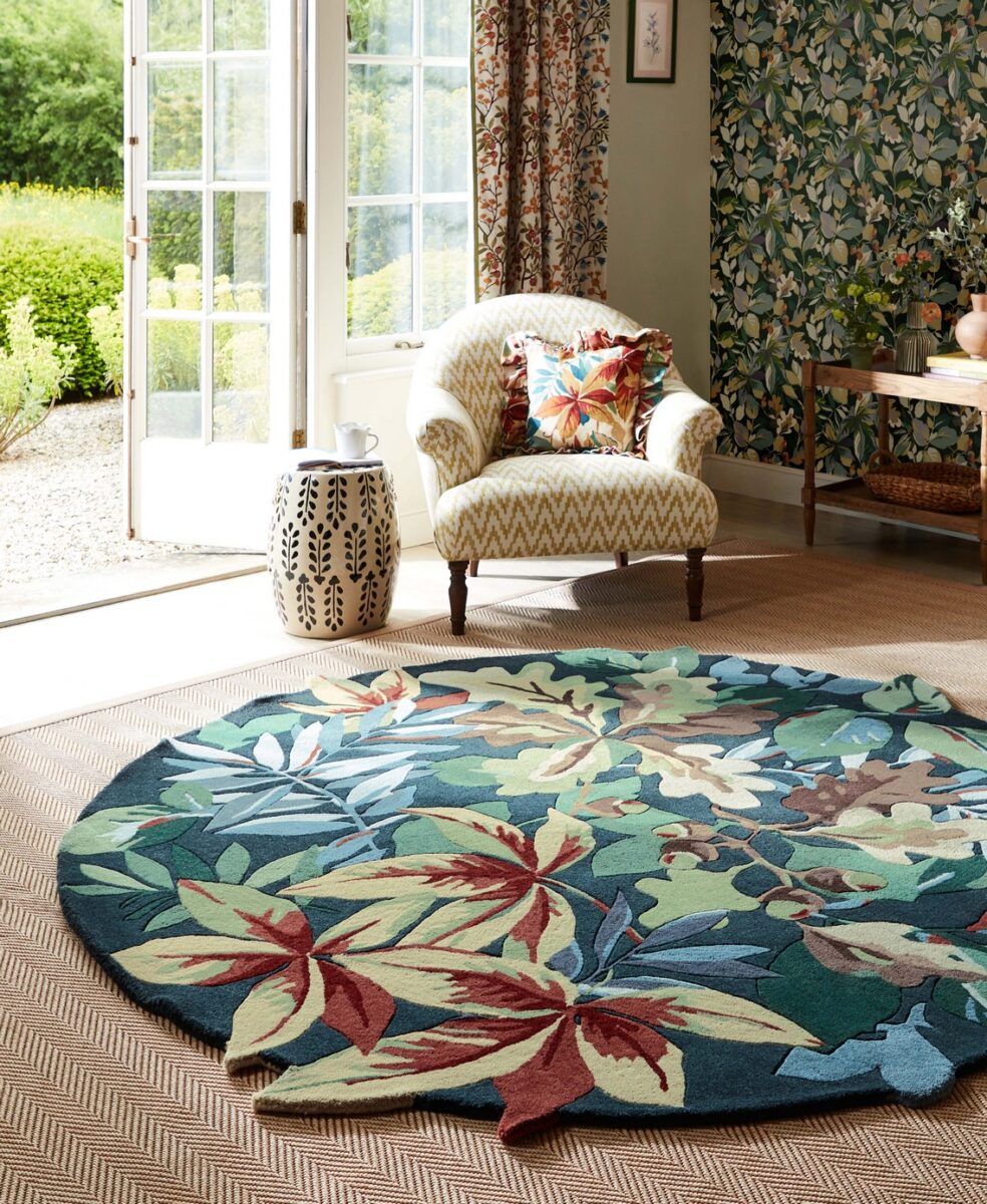 Sanderson Robins Wood Round Rug Forest Green (Select Size) from