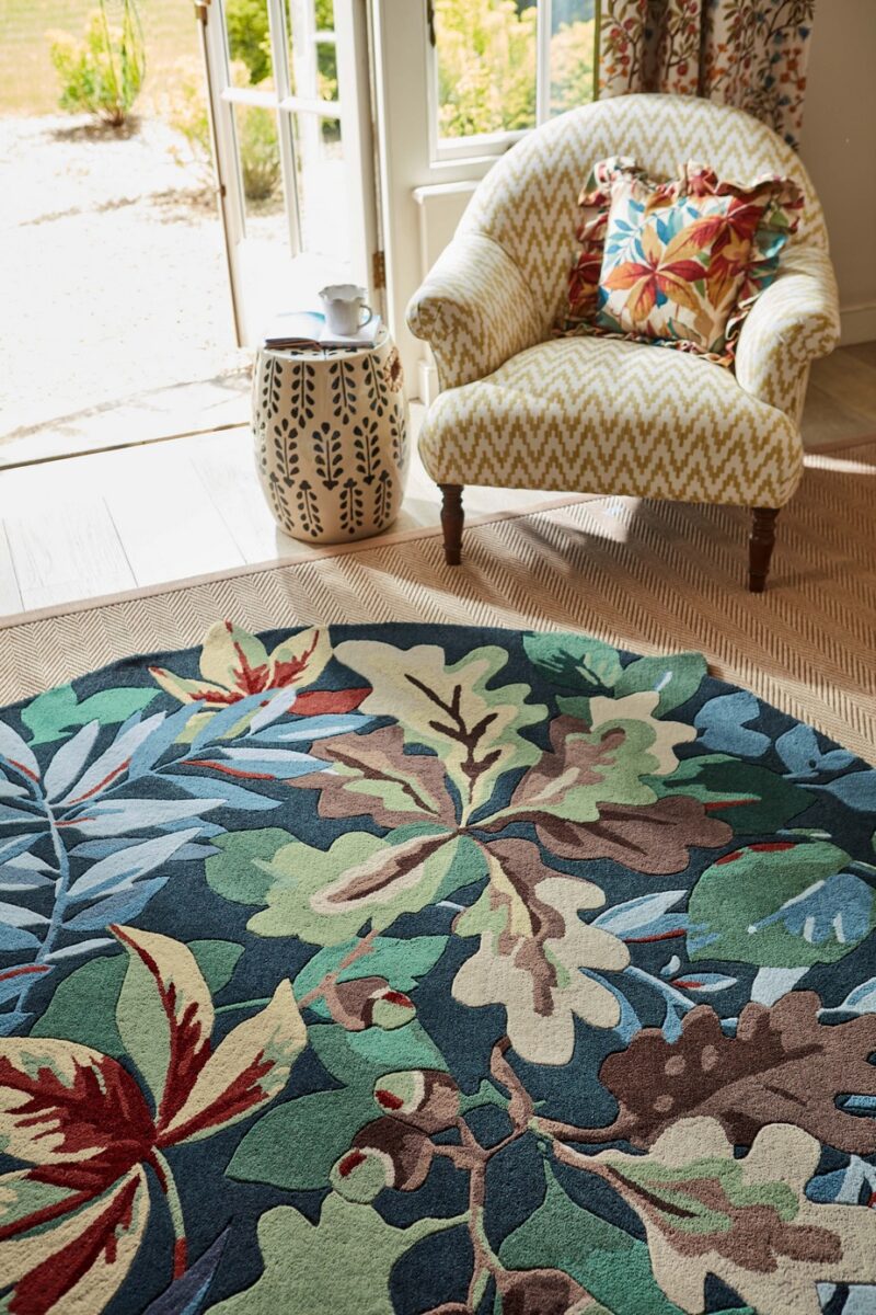 Sanderson Robins Wood Round Rug Forest Green (Select Size) from