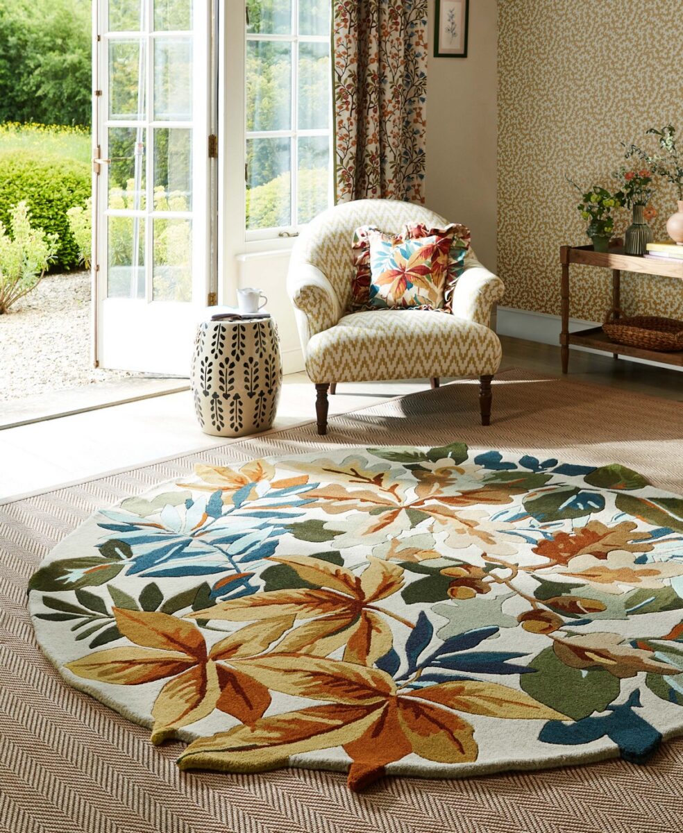 Sanderson Robins Wood Round Rug Russet Brown (Select Size) from