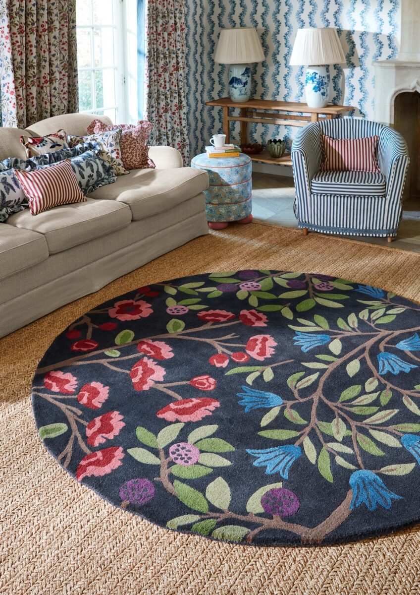 Sanderson Foraging Round Rug Indigo (Select Size) by Sanderson Foraging Round Rug Indigo (Select Size) from