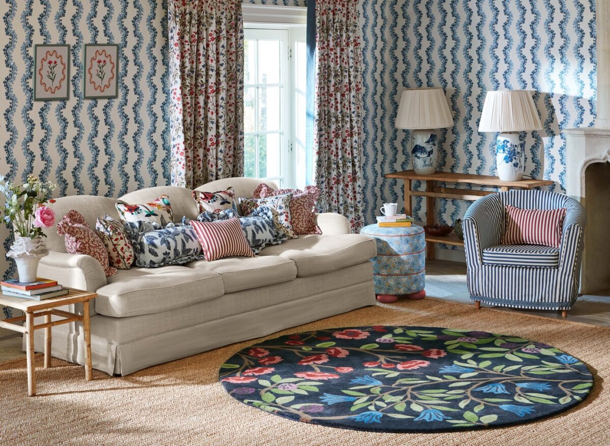 Sanderson Foraging Round Rug Indigo (Select Size) by Sanderson Foraging Round Rug Indigo (Select Size) from
