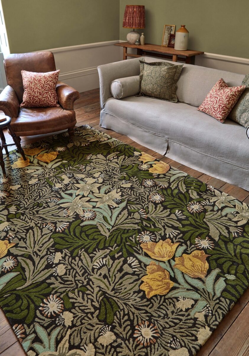 William Morris & Co Bower Rug Twining Vine Green (Select Size) from