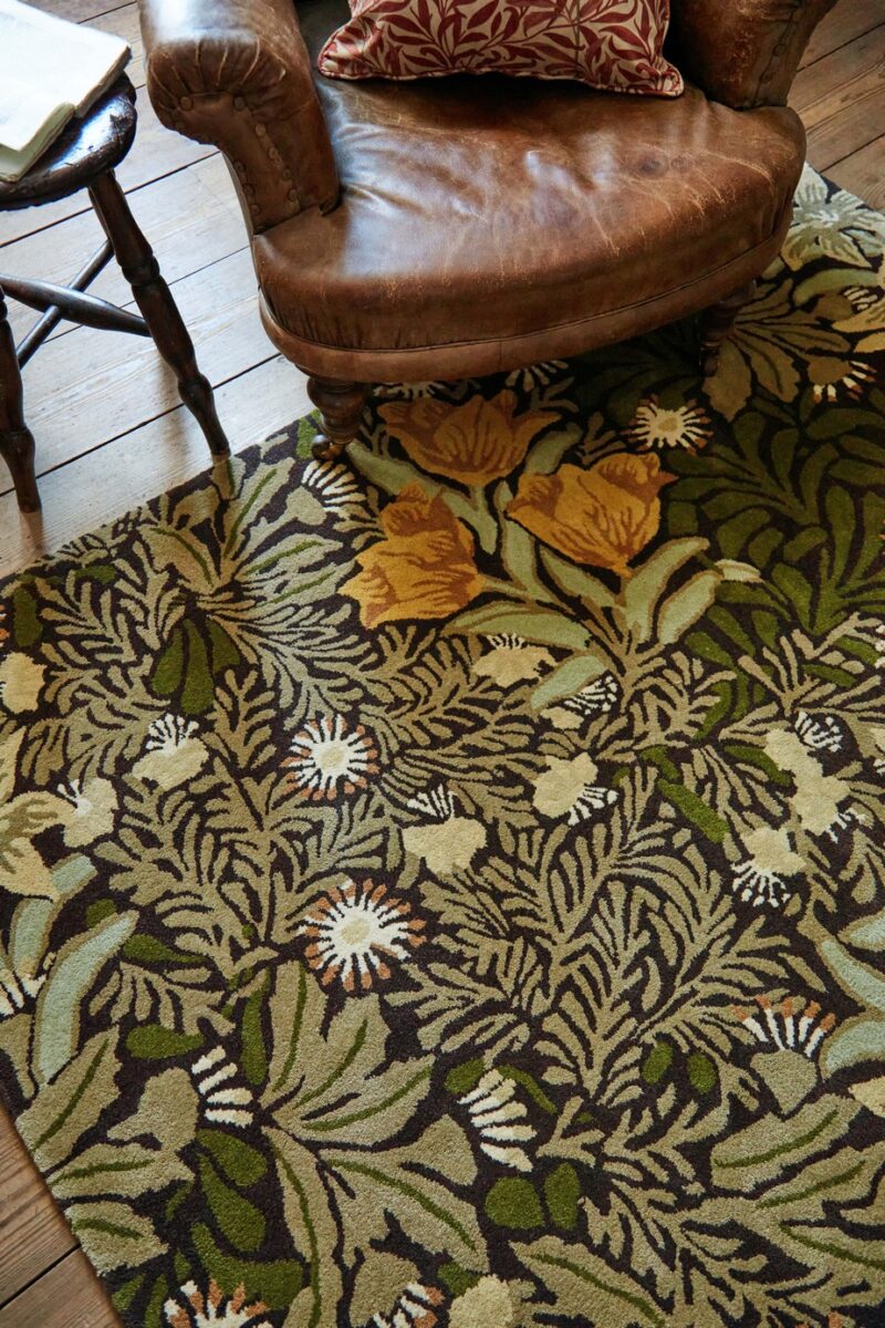William Morris & Co Bower Rug Twining Vine Green (Select Size) from